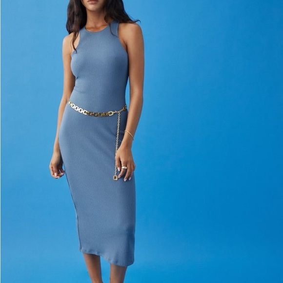 NWOT Reformation Blue Candice Knit Midi Dress - Picture 1 of 7